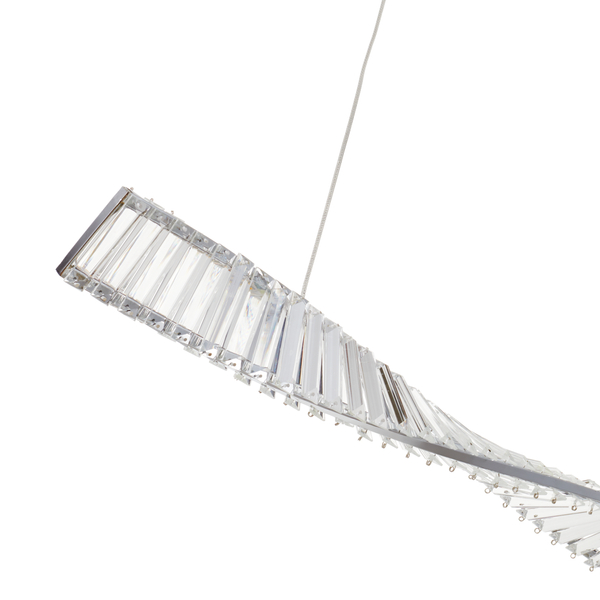 Lampa wisząca TWIST LONG LED podłużna kryształowa chrome luksusowa 120 cm