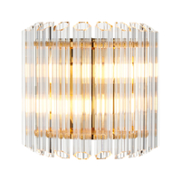 Kinkiet HARMONY - złoty kryształowy, lampa ścienna glamour ze szklanymi rurkami