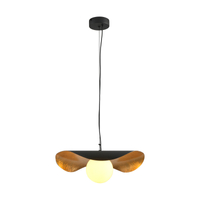 Lampa wisząca ENZO czarna metalowa z białą kulą 40 cm 