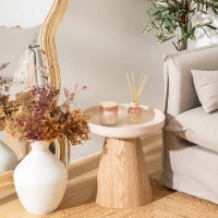 Stolik kawowy drewniany beżowy HERCYNA wys.42 cm