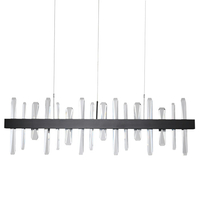 Lampa wisząca ARCTIC ledowa czarna podłużna listwa kryształki 100*33 cm