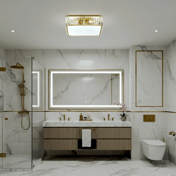 Plafon LED MAGIA-40 okrągły 40 cm - złoty kryształowy, styl glamour