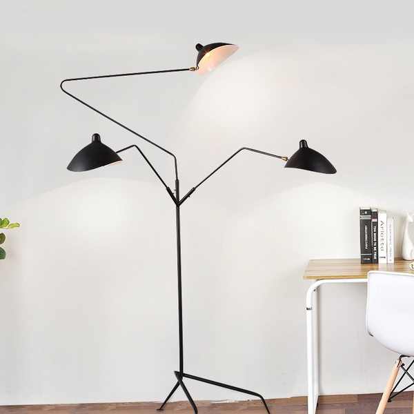 Stylowa lampa podłogowa CRANE-3F - elegancka, minimalistyczna, czarna, 210 cm