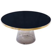 Stolik kawowy DOLCE FLAT klasyczny,szklany, szary 75 cm
