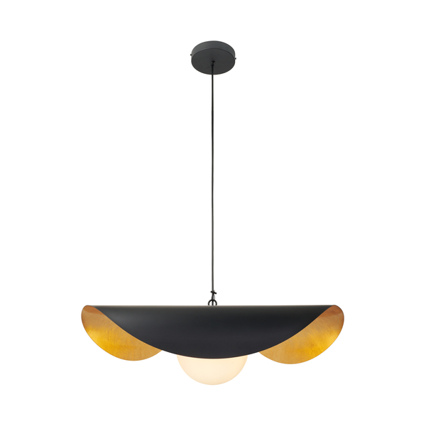 Lampa wisząca ENZO czarna metalowa z białą kulą 40 cm 
