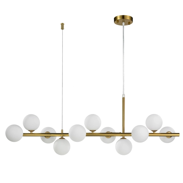 Lampa wisząca złota listwa białe kule 100 cm 