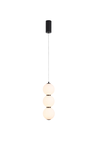 Lampa wisząca PERLA LED czarna  - nowoczesne białe szklane kule 12 cm