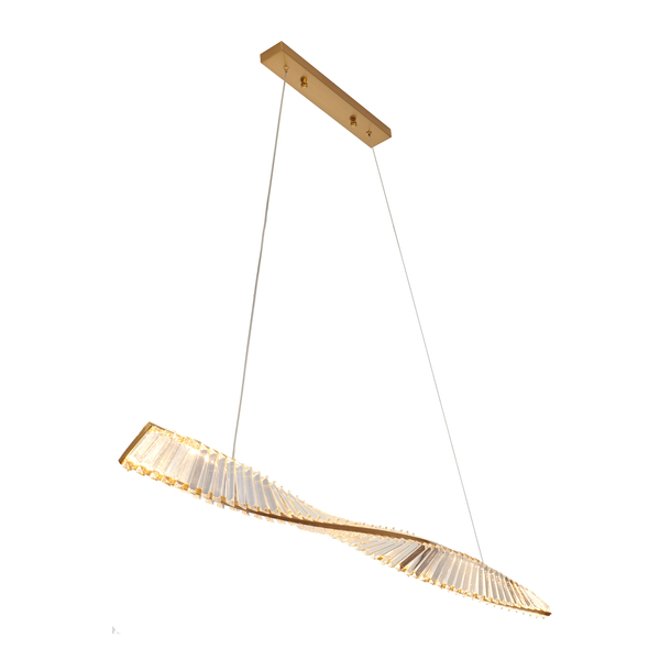 Lampa wisząca TWIST LONG LED podłużna kryształowa złota luksusowa 120m