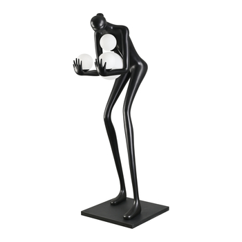 Lampa podłogowa WOMAN-2 BLACK czarna figura kobiety z białymi kloszami  190 cm