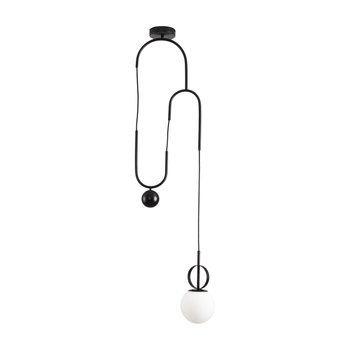 Lampa wisząca LUCKY - czarna nowoczesna z białymi kulami do salonu