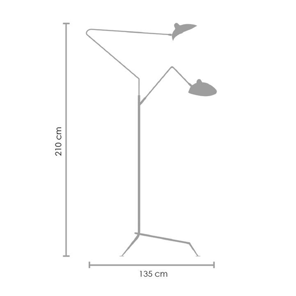 Stylowa lampa podłogowa CRANE-3F - elegancka, minimalistyczna, czarna, 210 cm