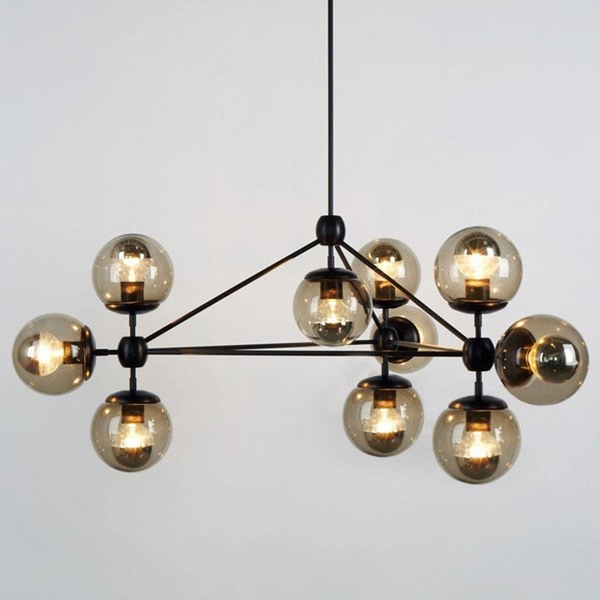 Lampa wisząca Astrifero -10 bursztynowo-czarna 90 cm