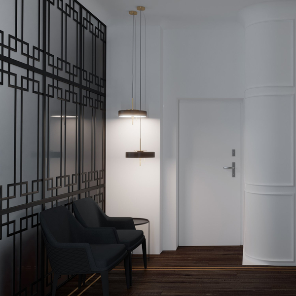 Elegancka lampa wisząca Art Deco 35 cm - czarno-złota lampa sufitowa