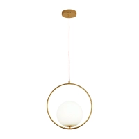  Lampa wisząca COSTA Round - złota oprawa z białą kulą 35 cm