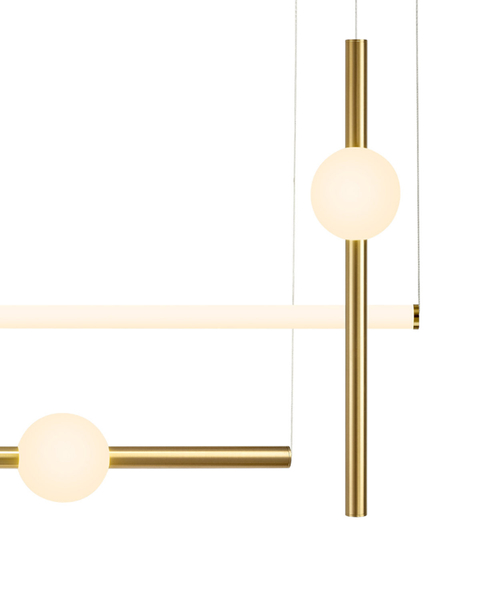 Lampa wisząca O-LINE L-4 - LED, 110 cm, mosiądz