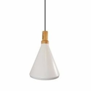 Lampa wisząca biało-drewniana skandynawska NORDIC WOODY 25*42 cm