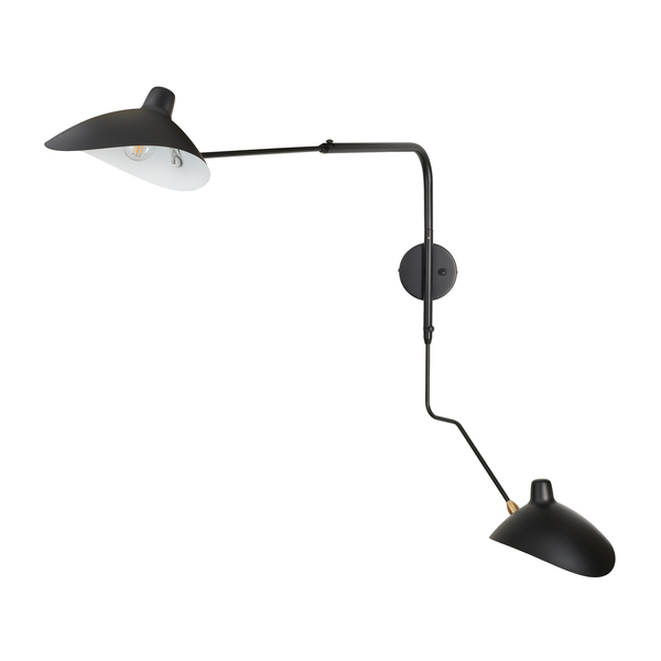 Kinkiet CRANE-2W S czarny dwuramienny 110 cm
