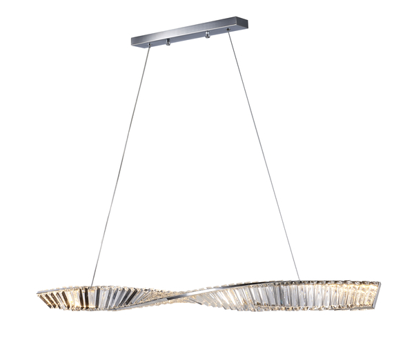 Lampa wisząca TWIST LONG LED podłużna kryształowa chrome luksusowa 120 cm