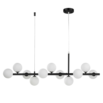 Designerska lampa wisząca MINI MOON - czarna z mlecznymi kulami