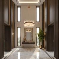 Lampa wisząca LED EMPEROR 50 cm - złota kryształowa okrągła, styl glamour