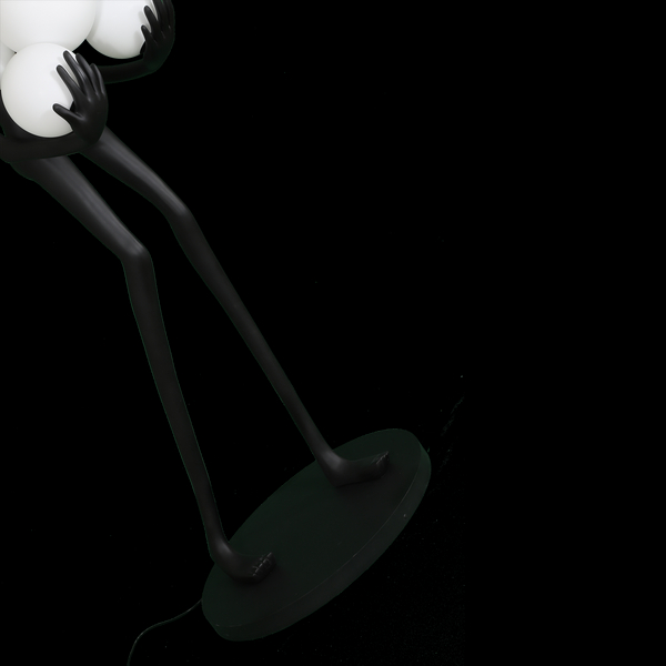 Lampa podłogowa WOMAN – designerska,czarna figura kobiety z białymi kloszami, 180 cm