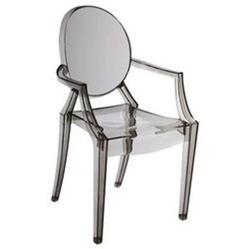 Krzesło SPIRIT przydymione szare barokowe glamour fotel z podłokietnikami