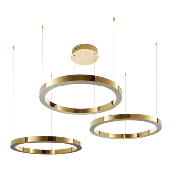 Lampa wisząca CIRCLE 40+60+80 ledowa ringi złoty połysk na 1 podsufitce Step into Design