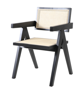 Krzesło BOHO bukowe z podłokietnikami plecionka wiedeńska rama w kolorze czarnym