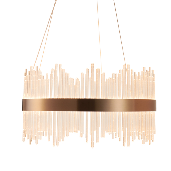 Lampa wisząca LED BRILANTE 50 cm - kryształowa, złota obręcz, elegancki glamour