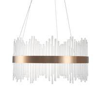 Lampa wisząca LED BRILANTE 50 cm - kryształowa, złota obręcz, elegancki glamour