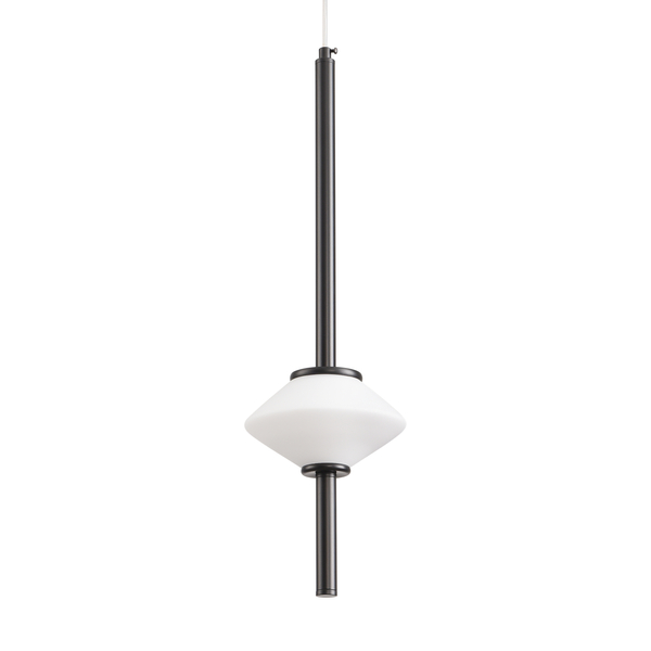 Lampa wisząca RULLO ledowa pionowa czarna nowoczesna biały klosz 60 cm