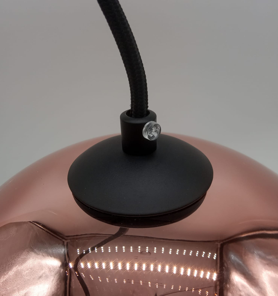 Lampa wisząca miedziana szklana kula lustrzana różowe złoto MIRROR GLOW S 25 cm