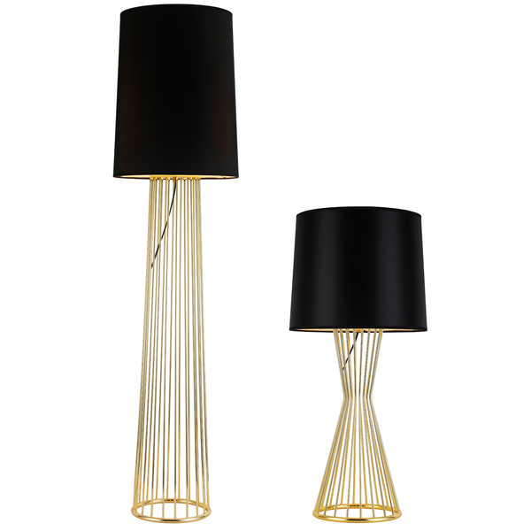 Lampa podłogowa FILO-2 - elegancka czarno-złota do salonu