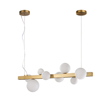 Lampa wisząca GALA 90 cm - złota z białymi szklanymi kloszami, nowoczesna do salonu