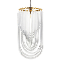 Lampa wisząca WAVE - złota z kryształowym kloszem 40 cm