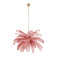 Lampa wisząca EMU naturalne strusie pióra różowe 100 cm 
