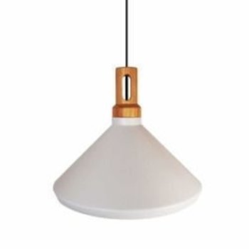 Lampa wisząca biało-drewniana skandynawska NORDIC WOODY 35*32 cm