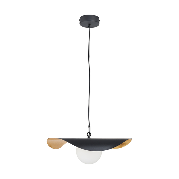 Lampa wisząca ENZO czarna metalowa z białą kulą 40 cm 