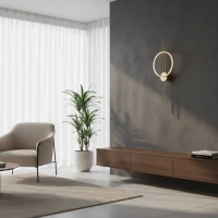 Kinkiet nowoczesny złoty pionowy okrąg ledowy ECLIPTICA 100*30 cm