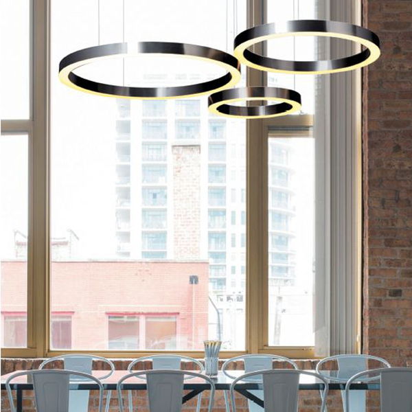 Lampa wisząca CIRCLE 40+60+60 ledowy ring nikiel Step into Design