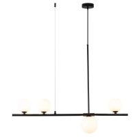Designerska lampa wisząca Moderno 80 cm - minimalistyczna czarna listwa z białymi kulami 