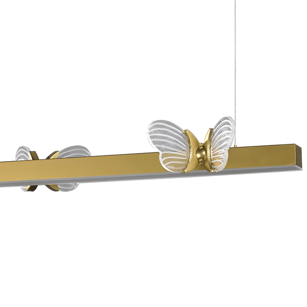 Lampa wisząca LED BUTTERFLY złota 120 cm - listwa z motylem, elegancka do salonu