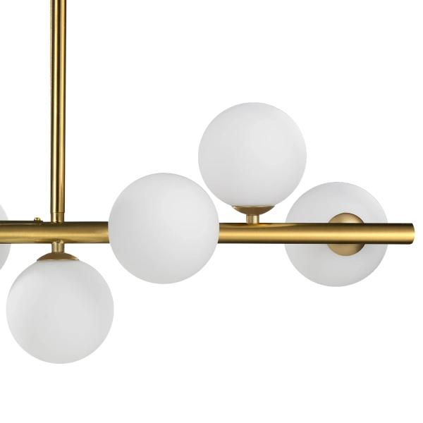 Lampa wisząca złota listwa białe kule 100 cm 