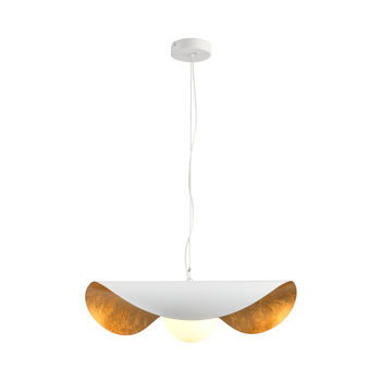 Nowoczesna lampa wisząca ENZO biało-złota 40 cm - elegancki design do salonu, sypialni i jadalni