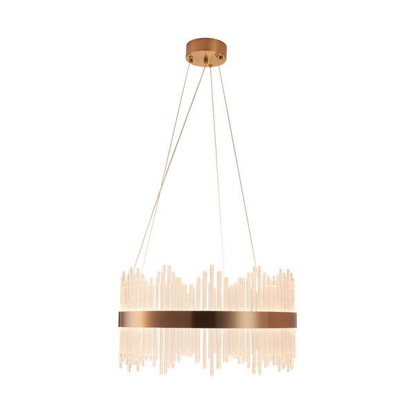 Lampa wisząca LED BRILANTE 50 cm - kryształowa, złota obręcz, elegancki glamour