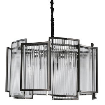 Lampa wisząca IMPERIO czarno kryształowy żyrandol 80 cm