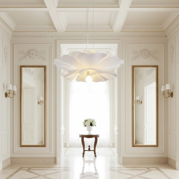 Lampa wisząca PEONY biała 50 cm - sufitowa lampa w kształcie kwiatu