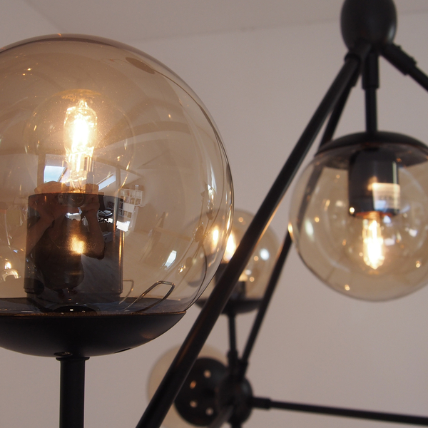 Lampa wisząca, żyrandol szklane okrągłe bursztynowe klosze 90 cm-Astrifero 10
