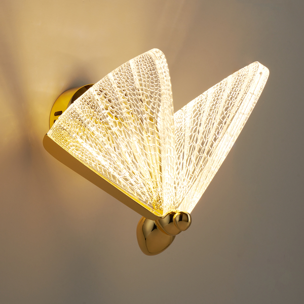 Kinkiet LED złoty BEE - motyl 22 cm, dekoracyjny
