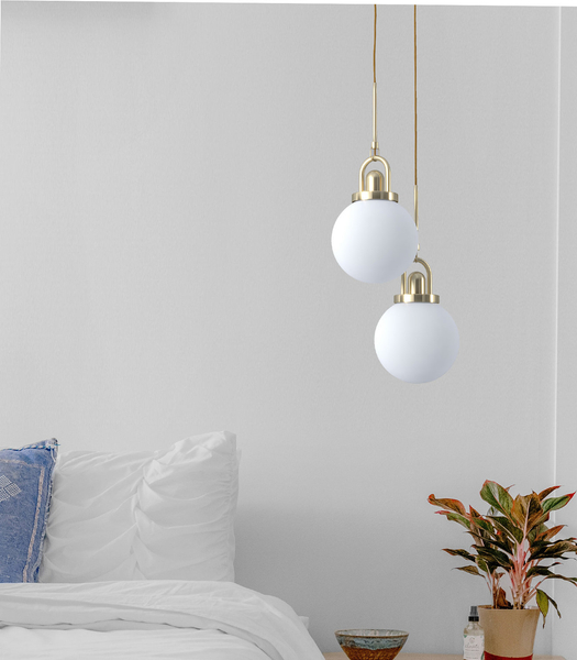 Złota lampa wisząca PEARL 20 cm - elegancka lampa sufitowa do nowoczesnych wnętrz